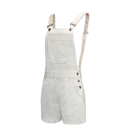 Women's Ripped Short Overalls Adjustable Denim Bib Overall Shorts