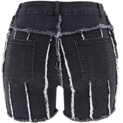 Women Casual High Waisted Denim Shorts Raw Hem Jeans Shorts