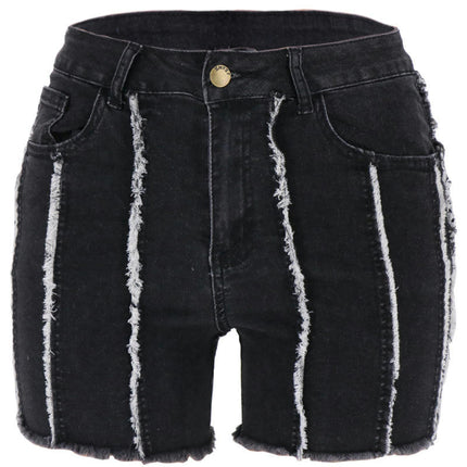 Women Casual High Waisted Denim Shorts Raw Hem Jeans Shorts