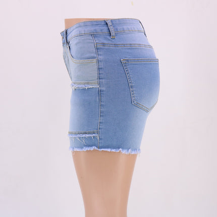 Women Casual High Waisted Denim Shorts Frayed Raw Hem Jeans Shorts