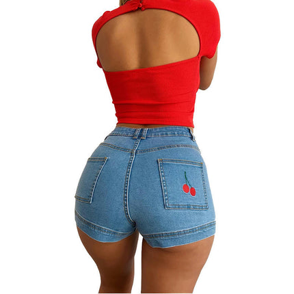 Women's Jean Shorts Stretchy Mid Waisted Casual Denim Shorts