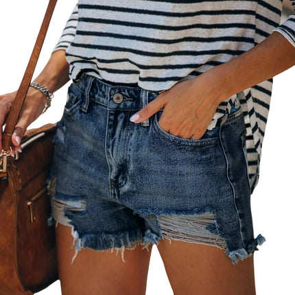 Women's Cut Off Denim Jean Shorts Ripped Distressed