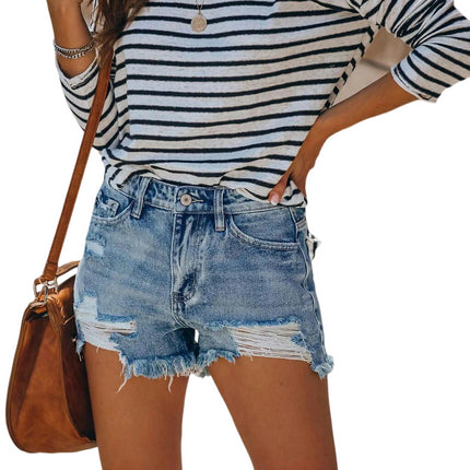 Women's Cut Off Denim Jean Shorts Ripped Distressed