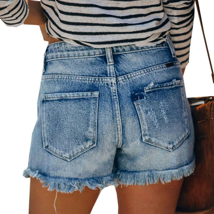 Women's Cut Off Denim Jean Shorts Ripped Distressed