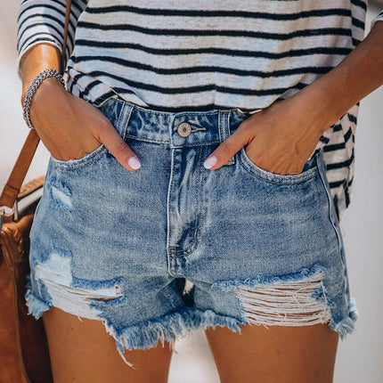 Women's Cut Off Denim Jean Shorts Ripped Distressed