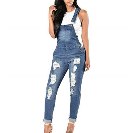 Women's Casual Stretch Adjustable Denim Bib Overalls Jeans Pants Jumpsuits