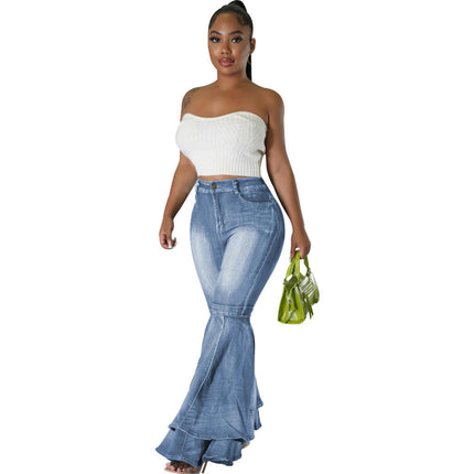 Skinny Ripped Bell Bottom Jeans for Women High Waisted Flared Jean Pants