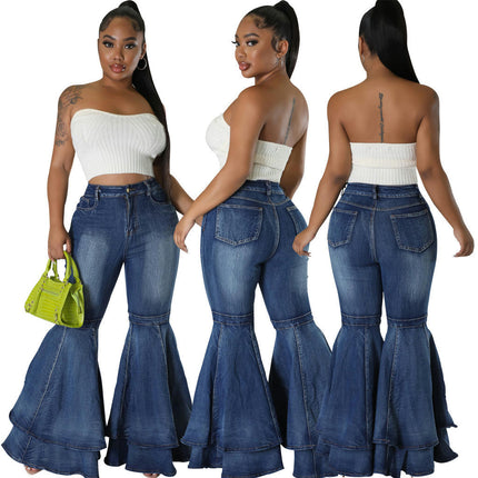 Skinny Ripped Bell Bottom Jeans for Women High Waisted Flared Jean Pants