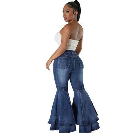 Skinny Ripped Bell Bottom Jeans for Women High Waisted Flared Jean Pants