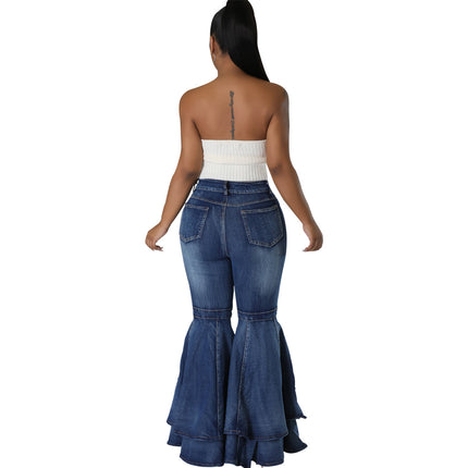 Skinny Ripped Bell Bottom Jeans for Women High Waisted Flared Jean Pants