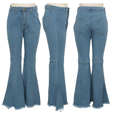 Women's High Waisted Flare Jeans Destroyed Flare Denim Pants