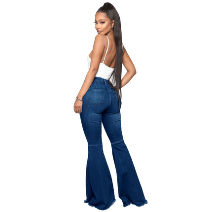 Women's High Waisted Flare Jeans Destroyed Flare Denim Pants