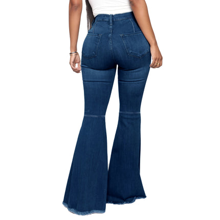 Women's High Waisted Flare Jeans Destroyed Flare Denim Pants