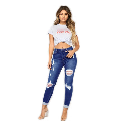 Women's Ripped Skinny Slim Fit Jeans Distressed Stretchy Denim Pants