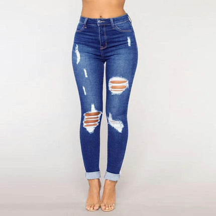 Women's Ripped Skinny Slim Fit Jeans Distressed Stretchy Denim Pants