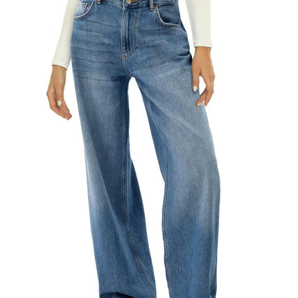 Women's High Waisted Wide Leg Jeans Straight Leg Denim Pants