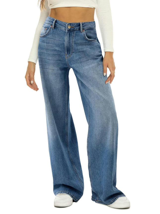 Women's High Waisted Wide Leg Jeans Straight Leg Denim Pants