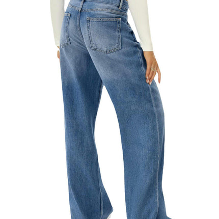 Women's High Waisted Wide Leg Jeans Straight Leg Denim Pants