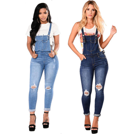 Women's Casual Adjustable Denim Bib Overalls Jeans Pants Jumpsuits