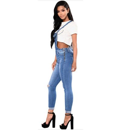 Women's Casual Adjustable Denim Bib Overalls Jeans Pants Jumpsuits