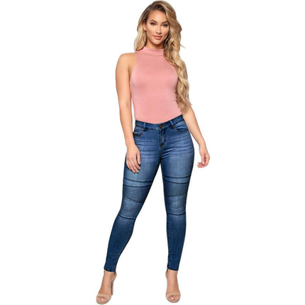 Jeans for Women Mid Waisted Stretch Skinny Denim Pants