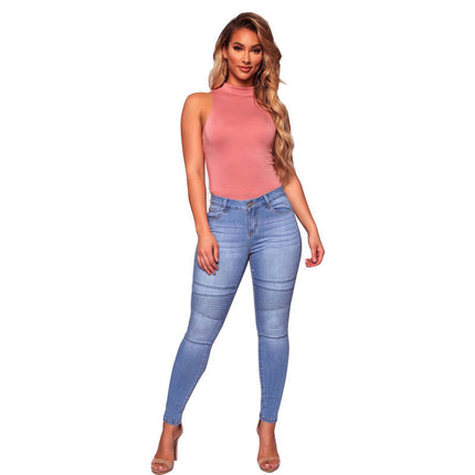 Jeans for Women Mid Waisted Stretch Skinny Denim Pants