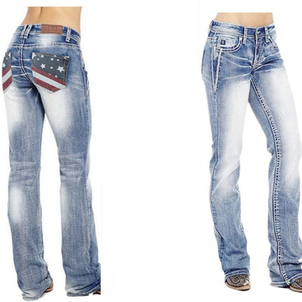 Women's High Waisted Jeans Straight Leg Denim Pants