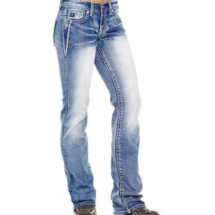 Women's High Waisted Jeans Straight Leg Denim Pants