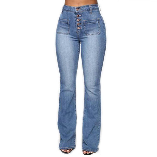 Bell Bottom Jeans for Women Mid Waisted Flare Stretch Denim Pants