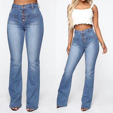 Bell Bottom Jeans for Women Mid Waisted Flare Stretch Denim Pants