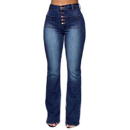 Bell Bottom Jeans for Women Mid Waisted Flare Stretch Denim Pants