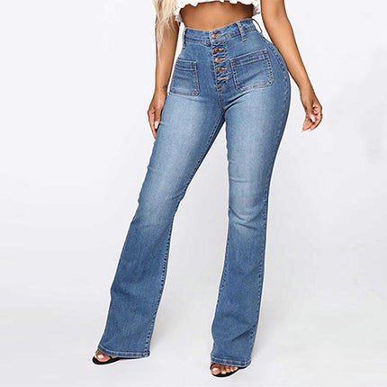 Bell Bottom Jeans for Women Mid Waisted Flare Stretch Denim Pants