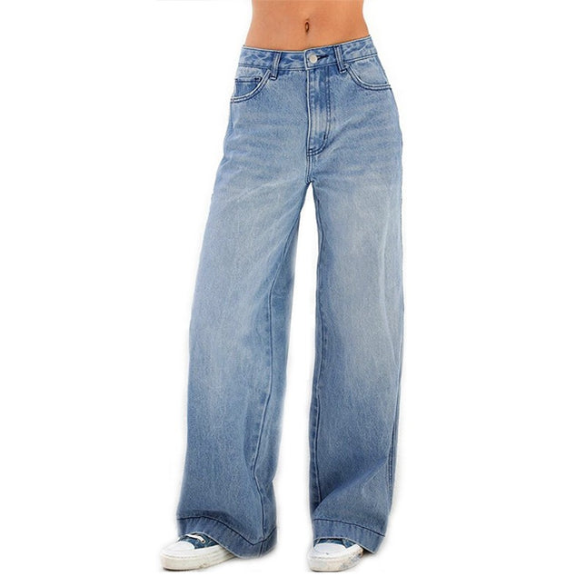 Women's Baggy Wide Leg Casual Jeans High Waisted Denim Pants