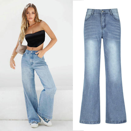 Women's Baggy Wide Leg Casual Jeans High Waisted Denim Pants