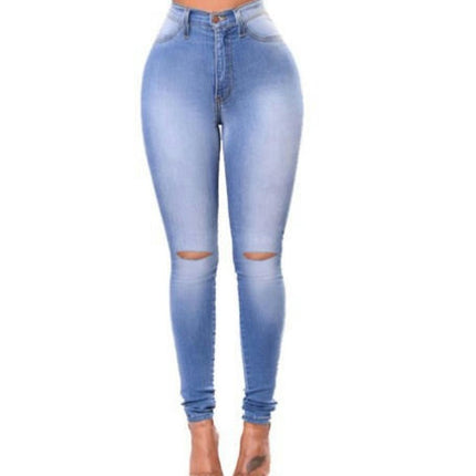 Women's Ripped Skinny Jeans  High Waist Distressed Stretchy Denim Pants