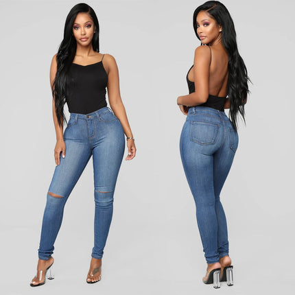 Women's Ripped Skinny Jeans  High Waist Distressed Stretchy Denim Pants