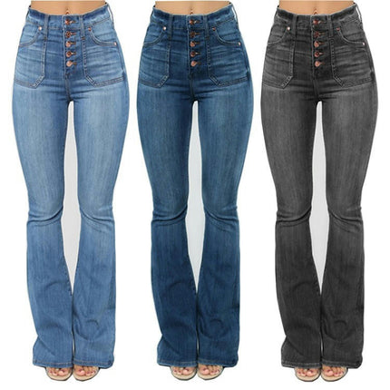 Women's Flare Jeans Mid Waist Jean for Women Stretch Denim Pants