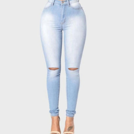 Women's Ripped Skinny Jeans  High Waist Distressed Stretchy Denim Pants