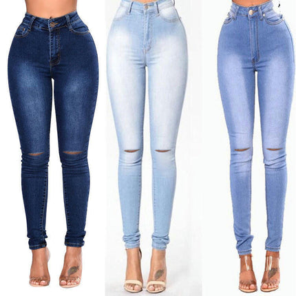 Women's Ripped Skinny Jeans  High Waist Distressed Stretchy Denim Pants