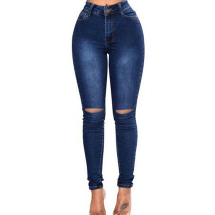 Women's Ripped Skinny Jeans  High Waist Distressed Stretchy Denim Pants