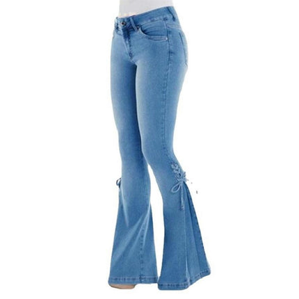 Bell Bottom Jeans for Women Mid Waist Stretch Denim Pants