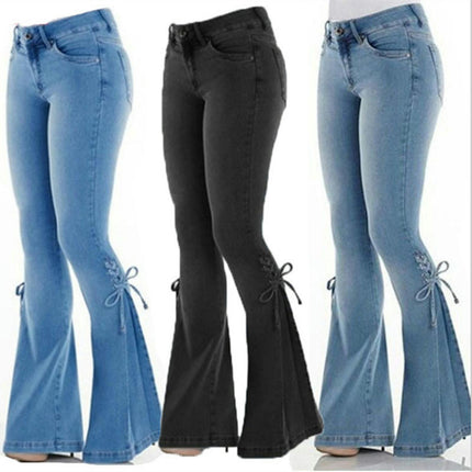 Bell Bottom Jeans for Women Mid Waist Stretch Denim Pants