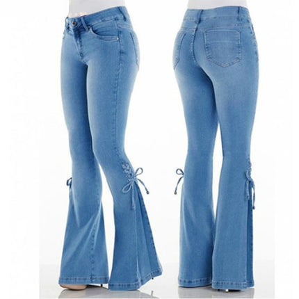 Bell Bottom Jeans for Women Mid Waist Stretch Denim Pants