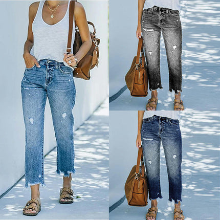 Women's High Waisted Ripped Boyfriend Jeans Denim Pants