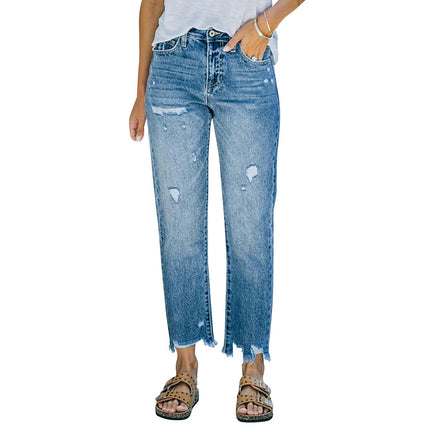 Women's High Waisted Ripped Boyfriend Jeans Denim Pants