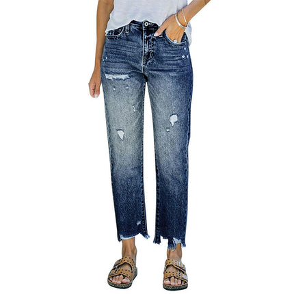 Women's High Waisted Ripped Boyfriend Jeans Denim Pants