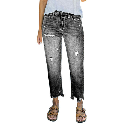 Women's High Waisted Ripped Boyfriend Jeans Denim Pants