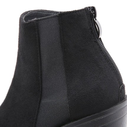 Women High Heel Lug Sole Chelsea Fashion Elastic Ankle Boot