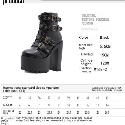 High Heels for Women Boots Round Toe Platform Booties Lace Up Side Zipper Ankle Booties