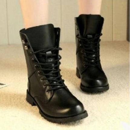 Lace-up Combat Boots Mid-calf Winter Boot for Women